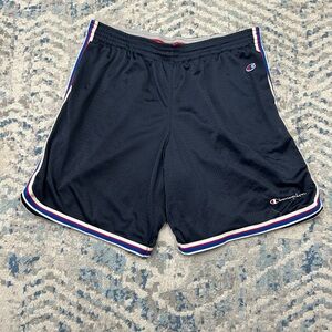 Champion Men's Navy Athletic Shorts with Red and White Trim